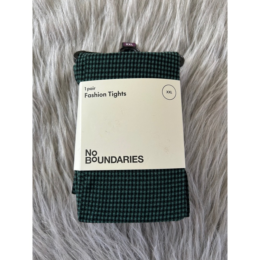 No Boundaries Green Checkered Tights Womens Size XXL 1 Pair